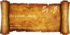Szirbek Jenő névjegykártya