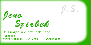 jeno szirbek business card